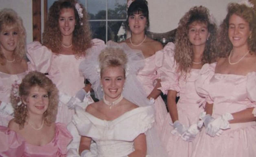 1980s wedding party